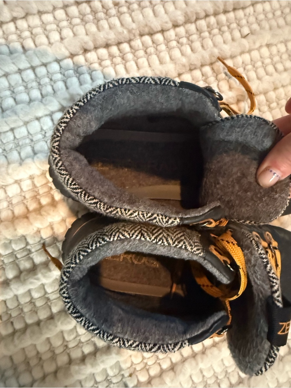 Cole Haan Gray and Tan Winter Rain Boots